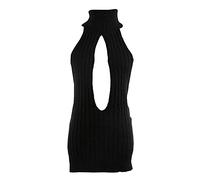 YUANMO Sexy Erotique Lingerie Femme Pull à col roulé sans Manches Style Japonais Pull Anime Cosplay (Noir, Taille Unique)