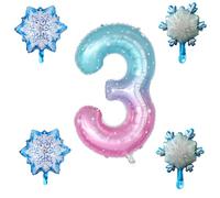 Yuannee Ballon D'anniversaire Chiffres 3 Ans,5 PCS Ballon Chiffre Numéro 3 Decoration Anniversaire Ballons de Flocon de Neige Ballons Arc en Ciel Géant pour Baby Shower Anniversaire Party Décoration