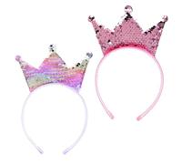 Yuannee Bandeaux à Paillettes pour Femme,2 PCS Serre Têtes avec Couronne et Paillettes Effet Pailleté Couronne de Princesse à Paillette pour Anniversaire fête de Noël (rose)