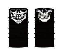 Yuannee Cagoules Tubulaires Tête de Mort,2 PCS Cache Cou Multifonction Unisexe Microfibre Respirante pour Moto Ski Halloween Homme Femme Masque Fantôme avec Design Crâne et Ajustement Élastique