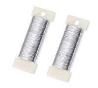 Yuannee Fil de Fer en Platine,2 PCS 50 Mètres de Fil de Bricolage en Acier Inoxydable Multiusage 0,35 mm D'épaisseur Fil de Sculpture Métallique Flexible pour Bijoux Objets Décoratifs Art Floral