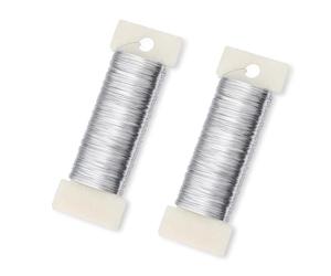 Yuannee Fil de Fer en Platine,2 PCS 50 Mètres de Fil de Bricolage en Acier Inoxydable Multiusage 0,35 mm D'épaisseur Fil de Sculpture Métallique Flexible pour Bijoux Objets Décoratifs Art Floral