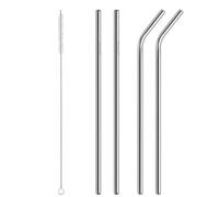 Yuannee Pailles en Acier Inoxydable,4 PCS Droites/Courbées Pailles avec Brosse de Nettoyage Réutilisables pour Cocktails Bubble Tea Smoothies et Gourdes Résistantes aux Boissons Chaudes Froides