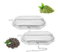 Yuannee Passoires à Epices,2 PCS Boule à Thé Et Passoire à Epices en Acier Inoxydable Argent Réutilisables Ovale Infuseur à Boule de Passoire à Thé Infuseur a The pour en Vrac et épices