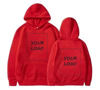 YUANOU Sweat À Capuche Personnalisé pour Couple, Ajoutez Votre Propre Photo/Texte/Logo - Pull DIY Red,4XL