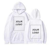YUANOU Sweat À Capuche Personnalisé pour Couple, Ajoutez Votre Propre Photo/Texte/Logo - Pull DIY White,S