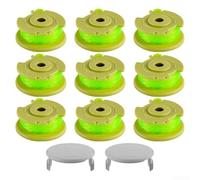 Yuanpgky 9 Bobines et 2 Housses pour Tondeuse à Gazon AC80RL3 & AC14HCA Kit de Remplacement - Compatible avec 18V, 24V, 40V, RY40204, RY40220, ZRP2080 - Bobine ABS de rechange (9 bobines+2 couvertures