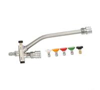 Yuanpgky Adaptateur de lance à double connecteur en acier inoxydable pour nettoyeur haute pression - Accessoire générateur de mousse à connexion rapide /4" avec 5 buses, compatible avec