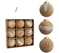 Yuanpgky Assortiment de boules de Noël floquées de 6 cm, 8 cm, texture velours doux avec boucle de suspension intégrée pour décoration traditionnelle de sapin de Noël (8 cm, beige)