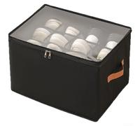 Yuanpgky Boîte de rangement à chaussures pliable avec couvercle, 12 compartiments en tissu Oxford pour placard, sous le lit et la buanderie (noir)