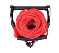 Yuanpgky Corde de ski nautique de 23,6 m avec poignée principale renforcée de 38,1 cm et poignée secondaire de 16 cm, ligne de remorquage à 4 sections pour tubes et wakeboard (rouge)