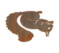 Yuanpgky Décoration de jardin en forme d'écureuil rouillé - Piquet décoratif d'extérieur en fer pour cour, terrasse et jardin - Décoration rustique avec finition résistante aux intempéries (25 x 21 cm