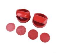 Yuanpgky Ensemble de palets de hockey pneumatique pour accessoires de jeu d'intérieur, palets et poussoirs de 100 mm, patins et buts en plastique ABS rouge compatibles avec la plupart des tables