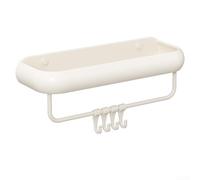 Yuanpgky Étagère de rangement murale pour salle de bain, installation sans perçage, avec tampons de montage, vis, organiseur en plastique de couleur crème pour articles de toilette (40 cm, blanc)