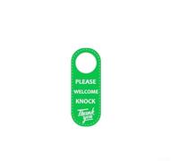Yuanpgky Étiquettes de suspension de porte en cuir PU double face pour hôtel, bureau, maison, rouge pour bleu, orange, vert (vert, « Please welcome knock) »