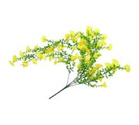 Yuanpgky Fleurs artificielles à suspendre pour décoration extérieure et intérieure, faux lierre réaliste avec fleurs en soie et feuilles d'eucalyptus, imperméable à suspendre au mur de jardin, jaune