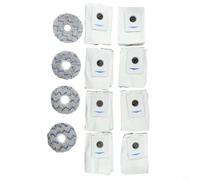 Yuanpgky For Deebot Sacs de rechange pour aspirateur et chiffon de nettoyage en microfibre - Compatible avec T20, X1 et X1 E Robot Cleaners - 8 sacs à poussière + 4 nettoyables (bleu)