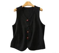 Yuanpgky Gilet rétro pour femme avec poches couleur unie pour haut rétro | Tissu polyester doux, sensation légère, matériau respirant, facile d'entretien, durable pour un usage quotidien