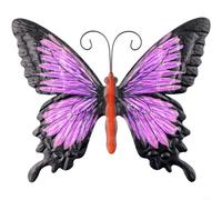 Yuanpgky Grand papillon en métal pour extérieur, cour, terrasse ou intérieur - Décoration de pelouse 3D peinte à la main Violet Sculpture en fer pour la maison et le jardin