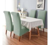 Yuanpgky Housse de chaise de salle à manger à dossier haut extensible en tissu jacquard en forme de T pour hôtel et maison - Beige, kaki, gris moyen, noir, café foncé ou vert (vert)