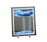 Yuanpgky Image d'art dynamique 3D de sable coulant pour la décoration de la maison, paysage relaxant avec verre haute transparence, double miroir élégant pour le design de bord, compatible avec