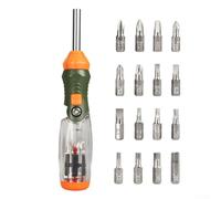 Yuanpgky Jeu de tournevis à cliquet télescopique 16 en 1 avec réglage de l'angle de 60 degrés et mécanisme à cliquet à trois positions pour usage professionnel et bricolage