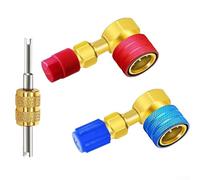 Yuanpgky Kit d'adaptateur de coupleur rapide à 90 degrés pour conversion R1234YF vers R134A - Connecteurs en laiton latéraux haute et basse pression avec extracteur de noyau de valve à double tête