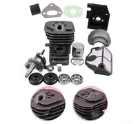 Yuanpgky Kit de piston de vilebrequin de cylindre pour tronçonneuse 136 137 141 142, kit de reconstruction de moteur d'alésage de 38 mm avec support adaptateur carburateur, coffre, joint de silencieux