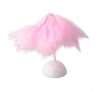 Yuanpgky Lampe de table en plumes pour chambre à coucher, lampe de chevet tendance portable avec motif plume en peluche, options de couleur blanche ou rose, taille 9 x 21,8 cm pour décoration de