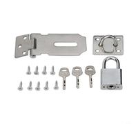 Yuanpgky Loquet de porte robuste en acier inoxydable de 7,6 cm avec cadenas et clés pour abris de jardin, armoires et boîtes à outils, installation à 180° et 90°