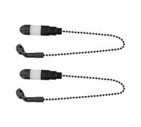 Yuanpgky Lot de 1 à 2 détecteurs de touche de pêche avec indicateurs de signal de cloche et bobines à chaîne courte pour équipement de pêche portable, fer enduit noir (2 pièces)