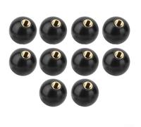 Yuanpgky Lot de 10 boutons de contrôle boule en bakélite avec filetage en cuivre intégré pour machines-outils, boutons de contrôle en résine phénolique noire pour équipements sous pression et machines