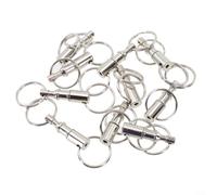 Yuanpgky Lot de 10 porte-clés à dégagement rapide avec double porte-clés en métal - Porte-clés à détachement rapide en acier inoxydable pour télécommandes de voiture, clés USB, étiquettes de bagages