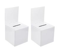 Yuanpgky Lot de 2 boîtes de dons en papier ondulé blanc avec en-tête amovible pour recueil de bulletins de vote ou de suggestions, 15,2 x 15,2 x 15,2 cm