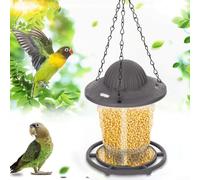 Yuanpgky Lot de 2 mangeoires à oiseaux d'extérieur à suspendre pour un remplissage et un nettoyage faciles, design anti-écureuils avec crochet rétractable, vert et gris pour jardin (gris)