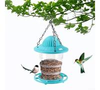 Yuanpgky Lot de 2 mangeoires à oiseaux d'extérieur à suspendre pour un remplissage et un nettoyage faciles, design anti-écureuils avec crochet rétractable, vert et gris pour jardin (vert)