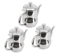 Yuanpgky Lot de 3 becs verseurs d'huile en acier inoxydable pour cuisine - Récipient à huile anti-fuite avec bec incurvé, grande ouverture, poignée entièrement en acier, compatible avec induction