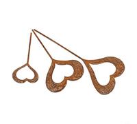 Yuanpgky Lot de 3 piquets de jardin en forme de silhouette d'amour rouillée en fer - Décoration de pelouse extérieure pour pots de fleurs, balcon et terrasse, sabot en métal résistant aux intempéries