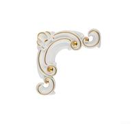 Yuanpgky Lot de 4 fleurs d'angle décoratives en PVC pour la maison et le jardin, style rétro, pour porte, armoire, lit, facile à installer avec dos (blanc avec doré)