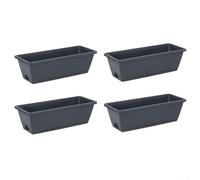 Yuanpgky Lot de 4 jardinières en plastique avec trous de drainage et plateaux pour balcon, jardin, légumes, 43 x 19 x 15 cm (gris foncé)