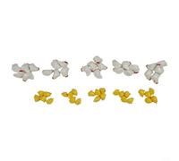 Yuanpgky Lot de 50 mini figurines de poulet en résine - Modèles d'animaux de la ferme pour jardin mousse paysage décor blanc et jaune petites statues