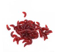 Yuanpgky Lot de 60 leurres de pêche en caoutchouc souple pour bar - 20 mm, rouge, lot de 60 (droits et courbes), compatibles avec la plupart des cannes à pêche d'eau douce (chanson avec 60 pièces)