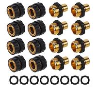 Yuanpgky Lot de 8 connecteurs rapides de tuyau d'arrosage en aluminium de 1,9 cm - Raccords mâles et femelles avec rondelles en caoutchouc pour tuyau standard, nettoyeur haute pression, trempeur