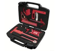 Yuanpgky Lot de 9 outils de disposition pour le travail du bois, règle d'angle carré et queue d'aronde en alliage d'aluminium avec outils de traçage et de marquage, boîte de rangement compacte