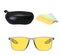 Yuanpgky Lunettes de conduite de nuit avec verres anti-lumière bleue pour améliorer et réduire l'éblouissement, verres jaunes pour les conditions de brouillard et de pluie, comprend un étui rigide