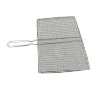 Yuanpgky Panier de barbecue en acier inoxydable avec poignée résistante à la chaleur pour steak, poisson, légumes et aliments délicats - Support en maille pour barbecue extérieur (22 x 40 cm)