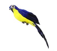 Yuanpgky Perroquet artificiel de jardin 25 cm, statue d'oiseau à plumes réalistes pour décoration intérieure et extérieure avec plumes réalistes et pieds métalliques pour affichage (bleu)