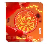 Yuanpgky Plafonnier rond LED 3D pour portes et portes, fonctionne à piles, décoration extérieure avec LED blanc chaud et rouge, construction acrylique (rouge)