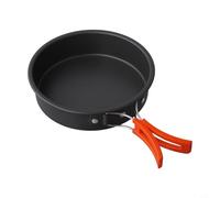 Yuanpgky Poêle à frire pliable en aluminium pour 2 à 3 personnes avec poignée anti-brûlure et sac de rangement, ustensile de cuisine d'extérieur léger (moyen)