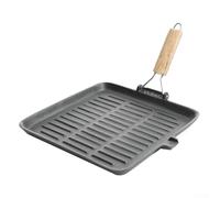 Yuanpgky Poêle grill polyvalente en fonte pré-assaisonnée avec poignée pliable pour cuisinières, barbecues et feux de camp pour - Poêle carrée noire de 20 x 20 cm pour intérieur et extérieur